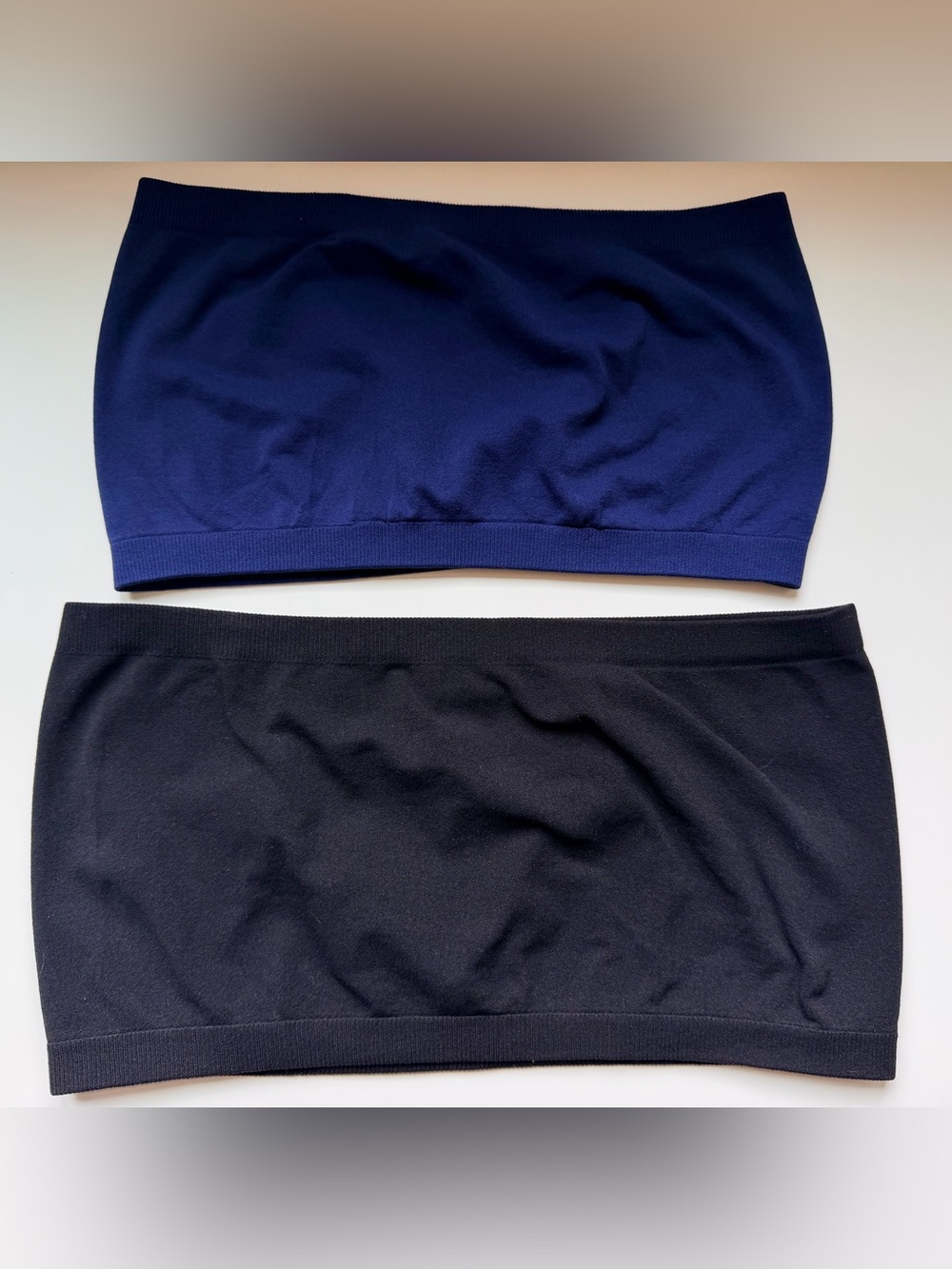Bandeau Shapewear Tube Top/Bra 2-Pack Black/Navy Blue One Size Nylon Spandex